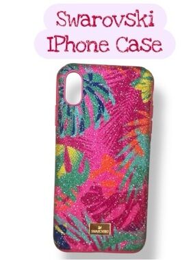 Swarovski Pink Sparkly Tropical Smartphone Case. iPhone X/XS, XS Max, 11 Pro.